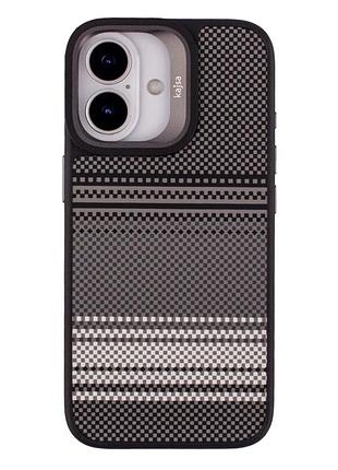 Чехол накладка kajsa resort collection gradient stripe с magsafe для iphone 17 черный с микрофиброй внутри