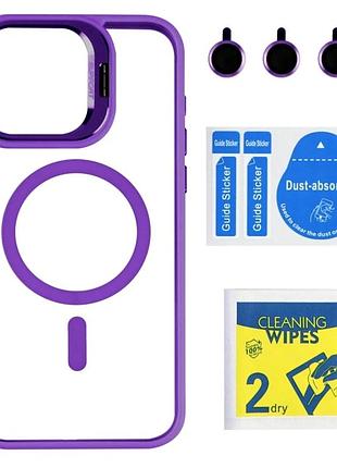 Чехол tpu pc с magsafe для iphone 15 pro max защита камеры противоударный сливовый