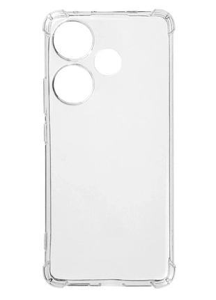 Прозрачный чехол tpu для xiaomi poco f6 противоударный с защитой камеры белый