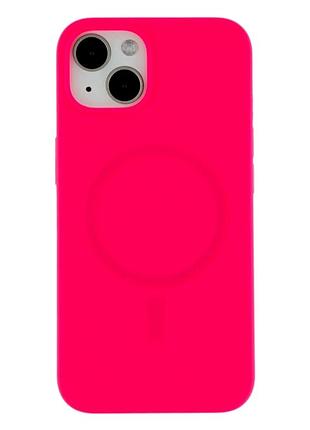 Чохол силіконовий glow silicone case з magsafe для iphone 13 захисний hot pink