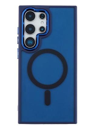 Чохол tpu+pc space magnetic color з magsafe для samsung galaxy s25 ultra 5g захист камери темно-синій