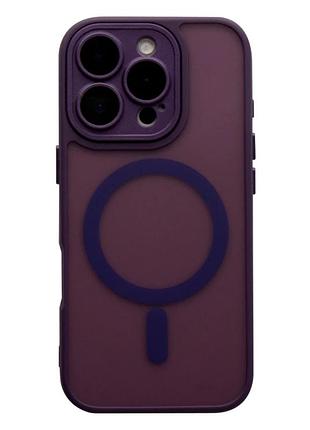 Чохол tpu+pc протиударний з magsafe для iphone 16 pro max захист камери фіолетовий