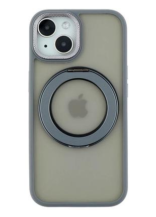 Чохол tpu+pc mag 360 spin case для iphone 13 сірий із мікрофіброю всередині та захистом камери