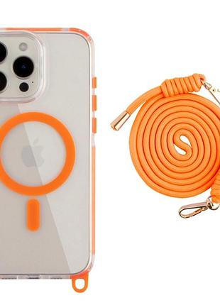 Чехол tpu+pc lanyardcase с magsafe для iphone 16 pro max защитный оранжевый с усиленными углами