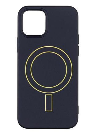 Чехол tpu aneu с magsafe для iphone 14 противоударный с микрофиброй желтый