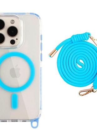 Чохол tpu+pc lanyardcase з magsafe для iphone 15 pro захисний із посиленими кутами блакитний