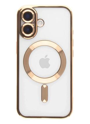 Чехол tpu metallic full camera с magsafe для iphone 16 защитный золотой
