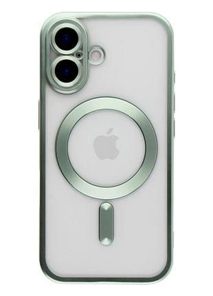 Чехол tpu metallic chrome full camera с magsafe для iphone 16 защита камеры зеленый chrome green