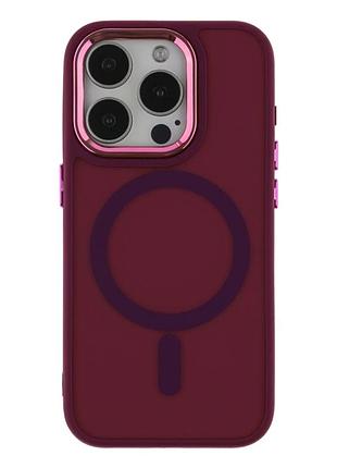 Чохол tpu+pc space magnetic color з magsafe для iphone 15 pro max захисний бордо