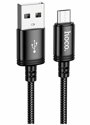 Кабель usb hoco x89 micro 2.4a 2м чорний для заряджання та передавання даних із нейлону та алюмінієвого сплаву