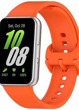 Ремешок силиконовый оранжевый для samsung galaxy fit 3 r390 легкий прочный с пряжкой