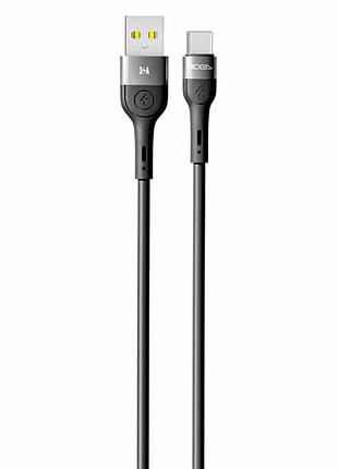Кабель usb type-c 3a 1.2 м чорний алюмінієвий для швидкого заряджання та передавання даних ridea rc-xs51 x-silicone