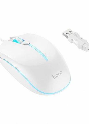 Игровая usb мышь hoco gm37 wonderful 2400dpi белый abs пластик с led подсветкой для геймеров