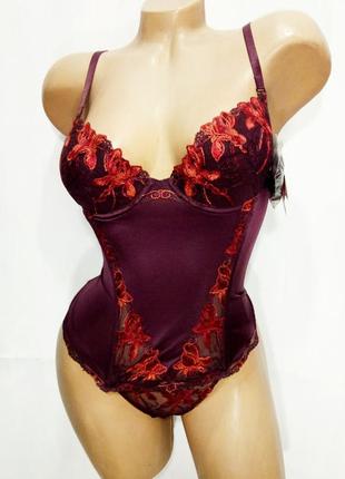 Lauma корсет со стрингами женский бордовый с кружевом р 70в 75в 75с