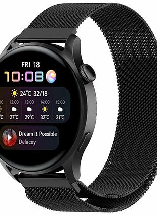 Ремінець 22 мм milanese loop для samsung amazfit huawei чорний метал магнітна застібка