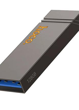 Флеш-накопитель usb 3.2 128gb влагозащищенный ударопрочный металлический hoco ud13 clever серый