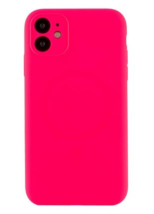 Чехол силиконовый glow silicone case с magsafe для iphone 11 защита камеры розовый