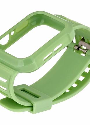 Ремешок для apple watch band silicone 44mm light green силиконовый с защитным бампером для защиты часов