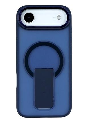 Чехол tpu+pc flexguard magnetic ring stand для iphone 17 air с защитой камеры с усиленными углами синий