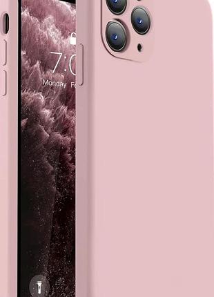 Чехол силиконовый silicone case full camera для iphone 11 pro max с микрофиброй внутри розовый