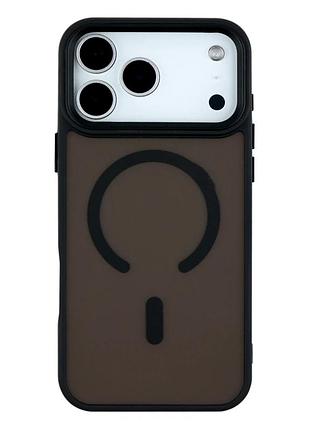 Чехол tpu+pc shadowmat с magsafe для iphone 17 pro max черный противоударный с защитой камеры