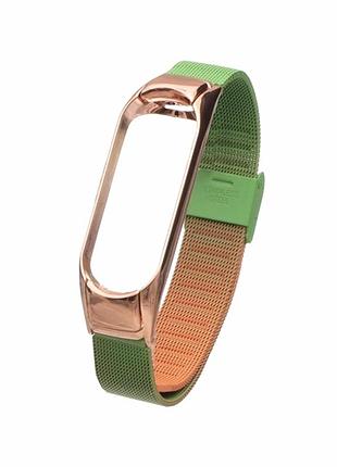 Ремешок milanese loop для xiaomi mi band 3 4 металл цвет градиент оранжевый зеленый