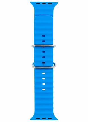 Ремешок ocean band силиконовый для apple watch 42 44 45 49 мм голубой для комфортной фиксации
