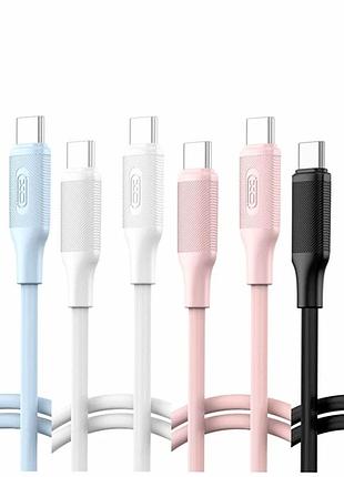 Кабель usb type-c male to type-c male 60w 1м 30 штук в упаковке черный белый голубой розовый