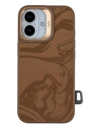 Чехол kajsa glamorous collection fluid art для iphone 17 с magsafe tpu и микрофиброй desert gold