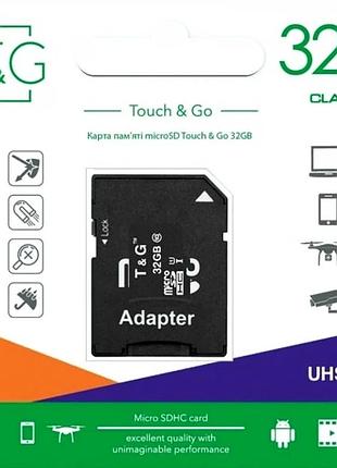 Карта памяти t&g microsdhc 32гб uhs-i 10 класс для смартфонов и камер быстрая надежная для записи видео 8к