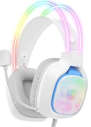 Навушники onikuma x22 з мікрофоном шумозаглушенням usb 3.5 мм білі 32 ом 520 г для музики та ігор