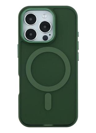 Чехол tpu+pc противоударный с magsafe для iphone 16 pro max защитный dark green