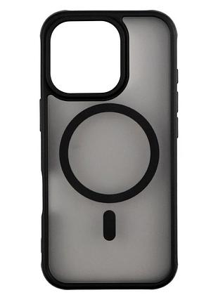 Чехол tpu+pc противоударный с magsafe для iphone 16 pro черный максимальная защита
