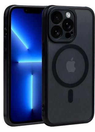 Чехол противоударный tpu pc anti drop для iphone 13 pro с magsafe защита камеры черный 2