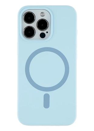 Чохол силіконовий glow silicone case з magsafe для iphone 13 pro max захисний із мікрофіброю всередині синій