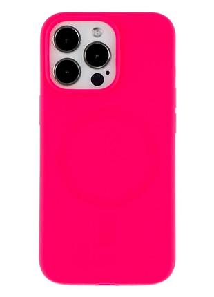 Чехол силиконовый glow silicone case с magsafe для iphone 13 pro max защита камеры горячий розовый