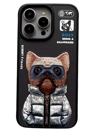 Чохол tpu+pc протиударний для iphone 15 з мікрофіброю всередині dog black