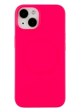 Чохол силіконовий glow silicone case з magsafe для iphone 14 захисний гарячий рожевий