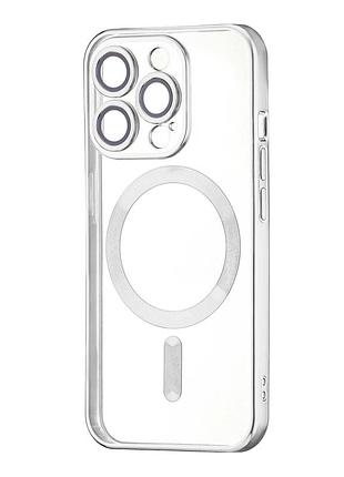 Чехол силиконовый ductil metallic edge с magsafe для iphone 13 pro защита камеры серебряный