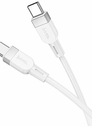 Кабель usb type-c to type-c 60 w 1 м силіконовий білий hoco x109 для заряджання та передавання даних