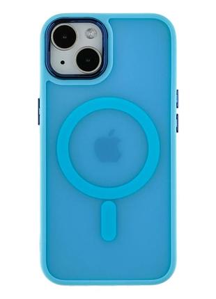 Чехол tpu+pc space magnetic color с magsafe для iphone 14 защитный с усиленными углами синий