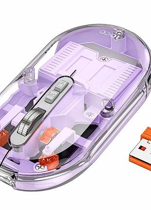 Беспроводная мышь hoco gm35 двухрежимная с аккумулятором 300mah цвет фиолетовый материал abs пластик