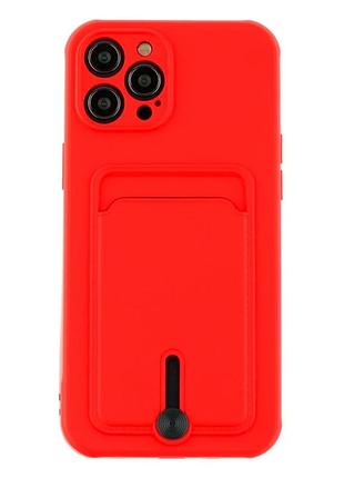 Чехол tpu colorfull pocket card для iphone 12 pro max с микрофиброй внутри красный