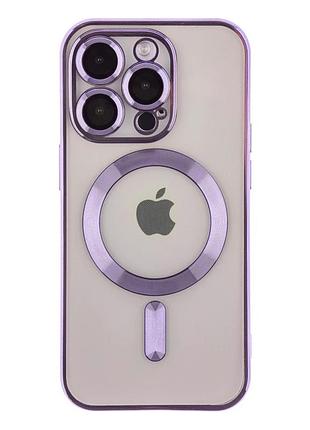 Чехол tpu metallic full camera с magsafe для iphone 15 pro max защитный фиолетовый