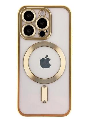 Чехол tpu metallic chrome full camera с magsafe для iphone 12 pro max защита камеры золотой chrome gold