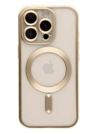 Чехол tpu metallic chrome full camera с magsafe для iphone 16 pro защита камеры золотой chrome gold