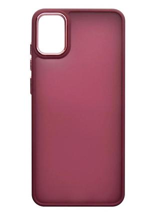 Чехол tpu+pc противоударный для samsung galaxy a05 бордовый с защитой камеры и усиленными углами