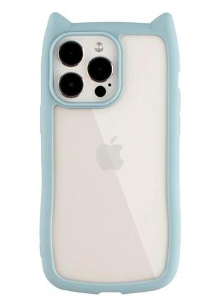Чехол tpu+pc cat ears для iphone 14 pro max защитный с усиленными углами голубой
