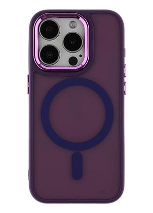 Чохол tpu+pc протиударний з magsafe для iphone 15 pro захист камери фіолетовий