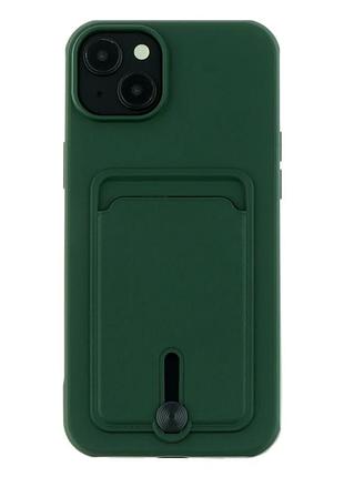 Чехол tpu colorfull pocket card для iphone 15 plus с микрофиброй внутри защитный atrovirens